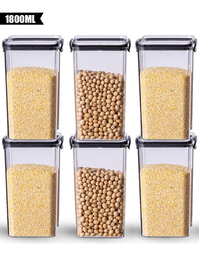 TAPIT 6Pcs Airtight Food Storage Containers Kitchen Canisters for Kitchen Counter Pantry Organizers and Storage Kitchen Organizers and Storage (1800ml) - Image 1